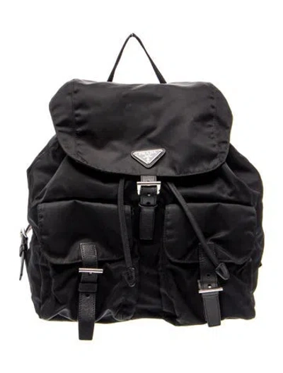 Pre-owned Prada Vela Nylon Backpack In Black