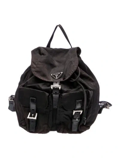 Pre-owned Prada Vela Nylon Backpack In Black