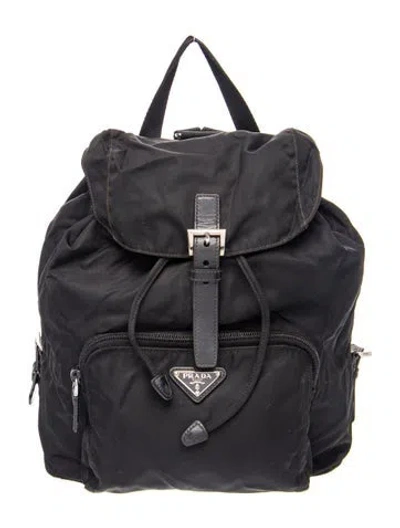 Pre-owned Prada Vela Nylon Backpack In Black