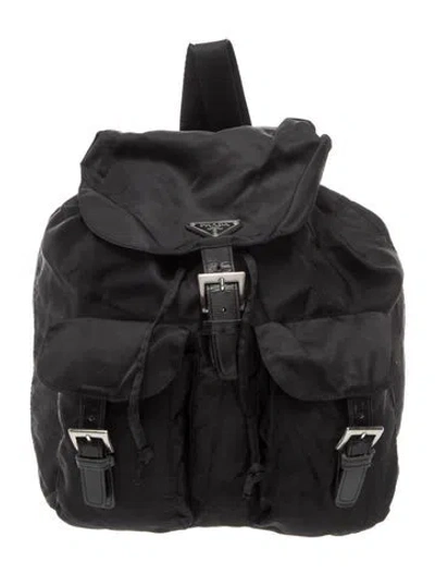 Pre-owned Prada Vela Nylon Backpack In Black
