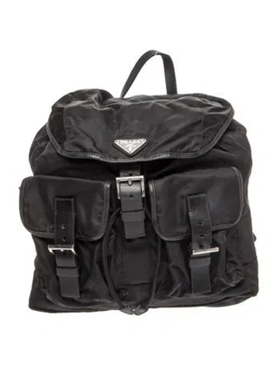 Pre-owned Prada Vela Nylon Backpack In Black