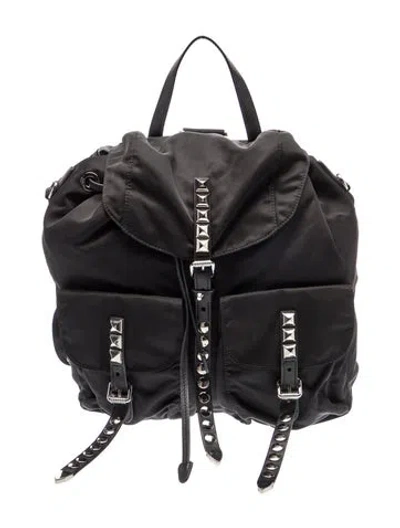 Pre-owned Prada Vela Nylon Backpack In Black