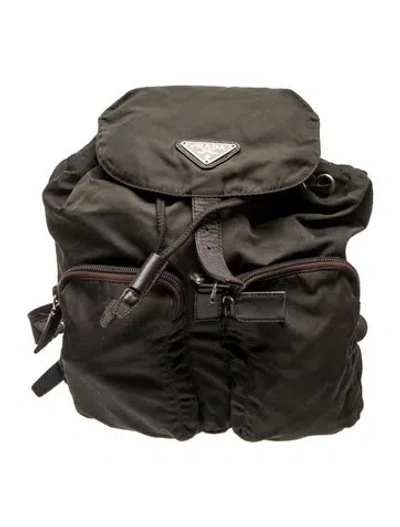 Pre-owned Prada Vela Nylon Backpack In Black
