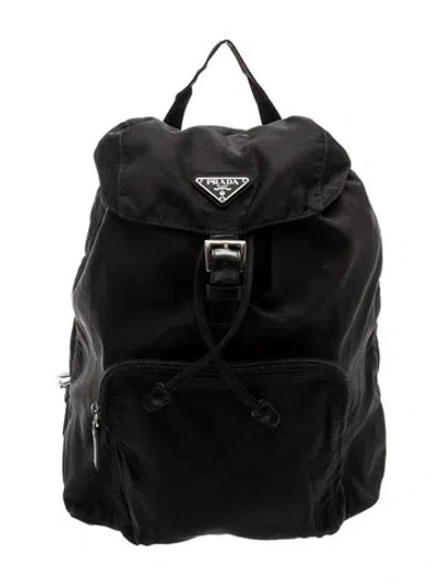 Pre-owned Prada Vela Nylon Backpack In Black