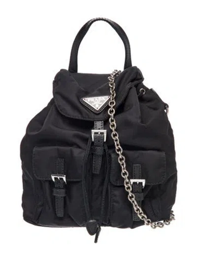 Pre-owned Prada Vela Nylon Backpack In Black