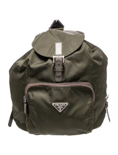 Pre-owned Prada Vela Nylon Backpack In Green