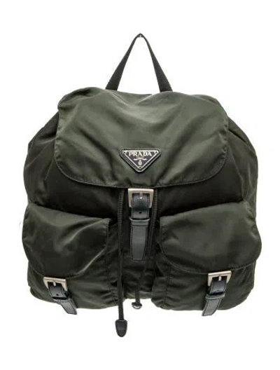 Pre-owned Prada Vela Nylon Backpack In Green