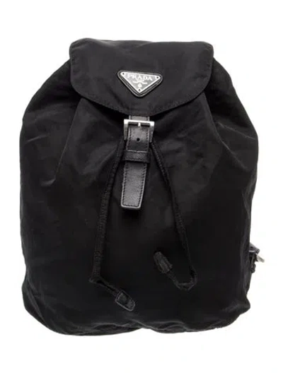Pre-owned Prada Vela Nylon Backpack Vintage In Black