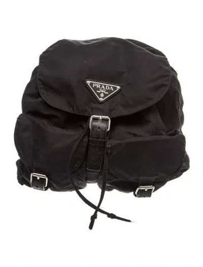 Pre-owned Prada Vela Nylon Backpack Vintage In Black