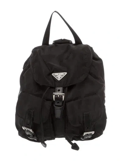 Pre-owned Prada Vela Nylon Backpack Vintage In Black