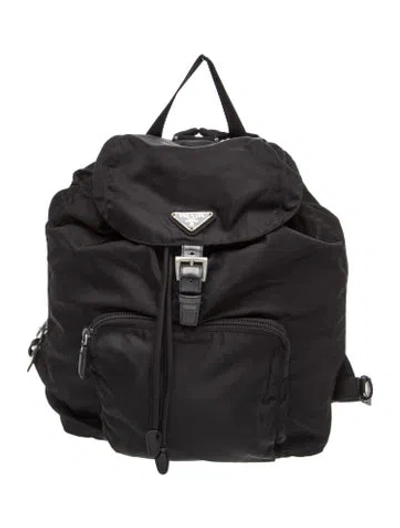 Pre-owned Prada Vela Nylon Backpack Vintage In Black