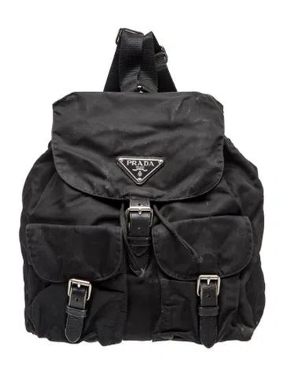 Pre-owned Prada Vela Nylon Backpack Vintage In Black
