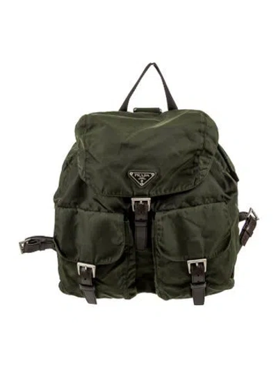 Pre-owned Prada Vela Nylon Backpack Vintage In Green