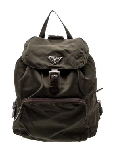 Pre-owned Prada Vela Nylon Backpack Vintage In Green