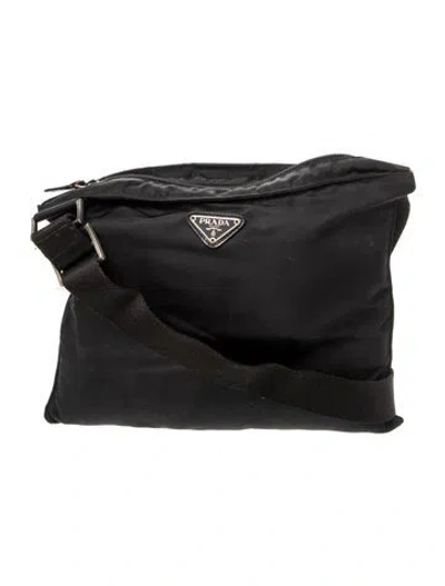 Pre-owned Prada Vela Nylon Belt Bag In Black