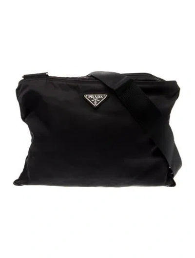 Pre-owned Prada Vela Nylon Belt Bag Vintage In Black