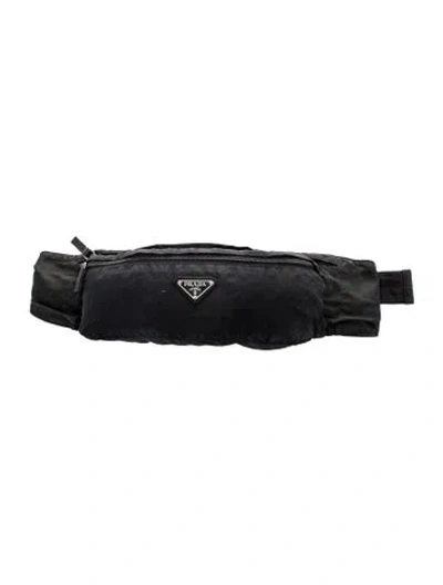 Pre-owned Prada Vela Nylon Belt Bag Vintage In Black