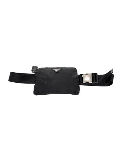 Pre-owned Prada Vela Nylon Belt Bag Vintage In Black