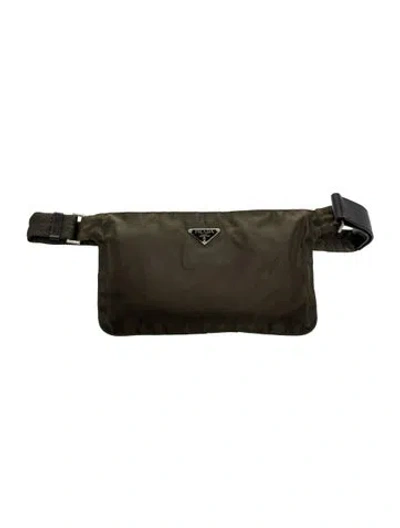 Pre-owned Prada Vela Nylon Belt Bag Vintage In Green