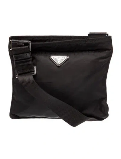 Pre-owned Prada Vela Nylon Clutch Small In Black