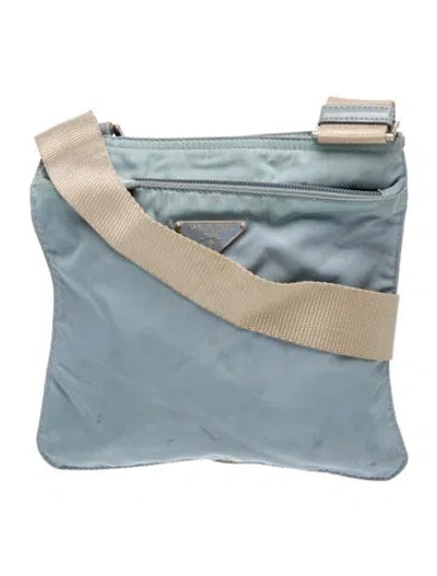 Pre-owned Prada Vela Nylon Messenger Bag In Blue