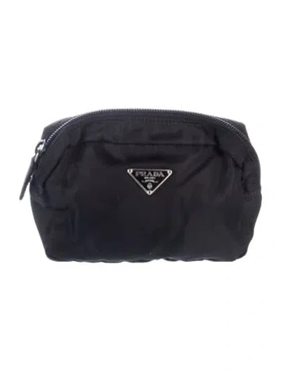 Pre-owned Prada Vela Nylon Pouch In Black