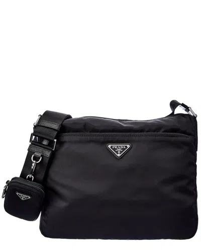 Prada Vela Nylon Shoulder Bag In Brown