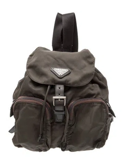 Pre-owned Prada Vela Nylon Tessuto Backpack In Gray