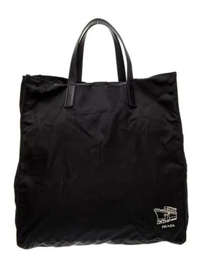 Pre-owned Prada Vela Nylon Tote In Black