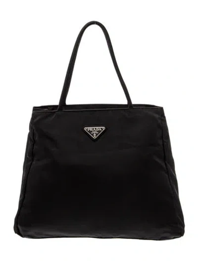 Pre-owned Prada Vela Nylon Tote In Black