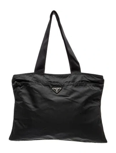 Pre-owned Prada Vela Nylon Tote In Black