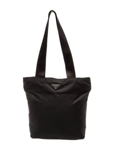 Pre-owned Prada Vela Nylon Tote In Brown
