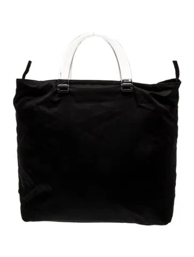 Pre-owned Prada Vela Nylon Tote Vintage In Black
