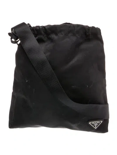 Pre-owned Prada Vela Nylon Vela Nylon Drawstring Pouch Bag In Black