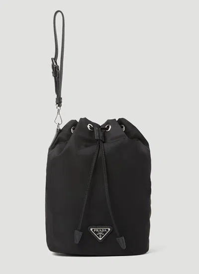 Prada Vela Pouch Bag In Black