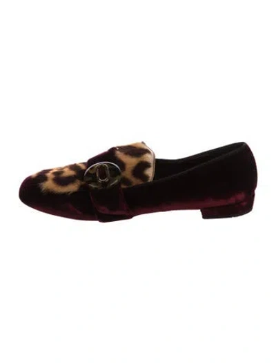 Pre-owned Prada Velvet Animal Print Loafers In Multi