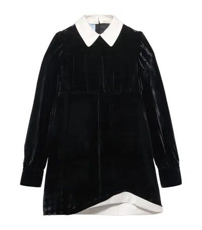 PRADA VELVET ASYMMETRIC-HEM MINI DRESS