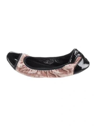 Pre-owned Prada Velvet Ballet Flats In Black