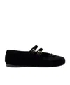 Prada Triangle Logo Velvet Ballet Flats In Black