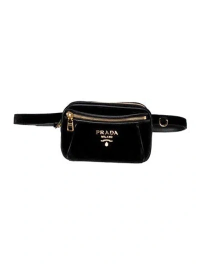 Pre-owned Prada Velvet Belt Bag Medium In Black