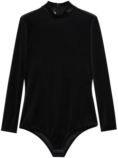 Prada Velvet Jersey Bodysuit In Black