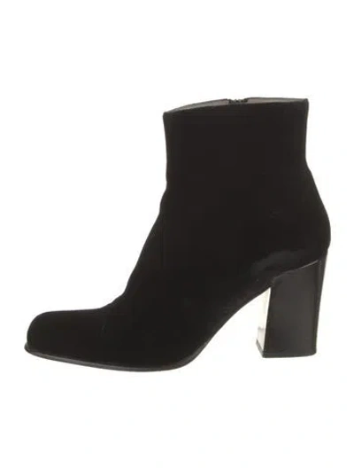 Pre-owned Prada Velvet Boots In Black
