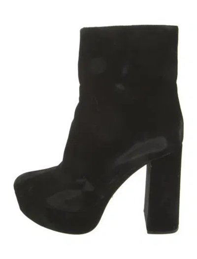Pre-owned Prada Velvet Boots In Black