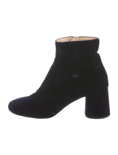 Pre-owned Prada Velvet Boots In Blue