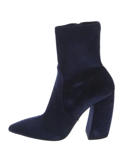 Pre-owned Prada Velvet Boots In Blue