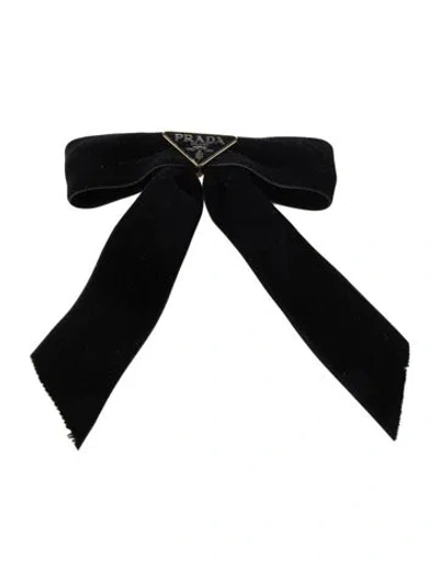 Pre-owned Prada Velvet Bow Accent Hair Clip In Black