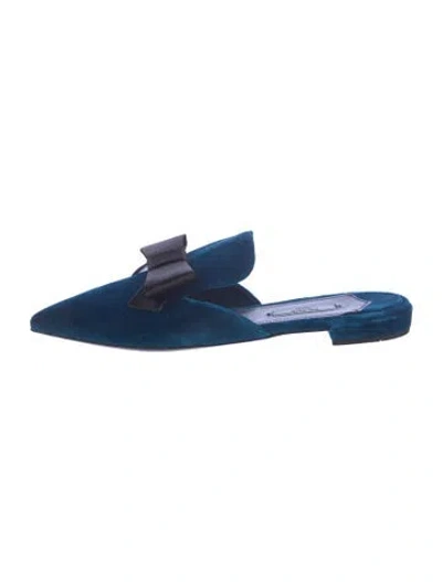 Pre-owned Prada Velvet Bow Accents Mules In Multi