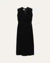Prada Velvet Bow-back Sleeveless Midi Dress In Black