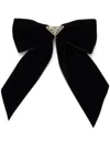 Prada Triangle Logo Velvet Bow Hair Clip In Black