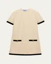 Prada Sablé Bow-embellished Mini Dress In F0018 Naturale